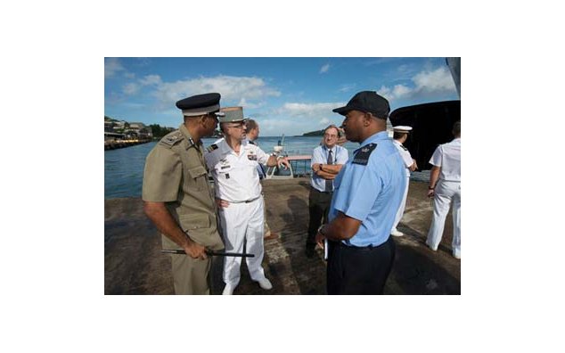 Presence of Milton DESIR, Marine Unit Commander with the Commissioner of Police, Vernon FRANCOIS 